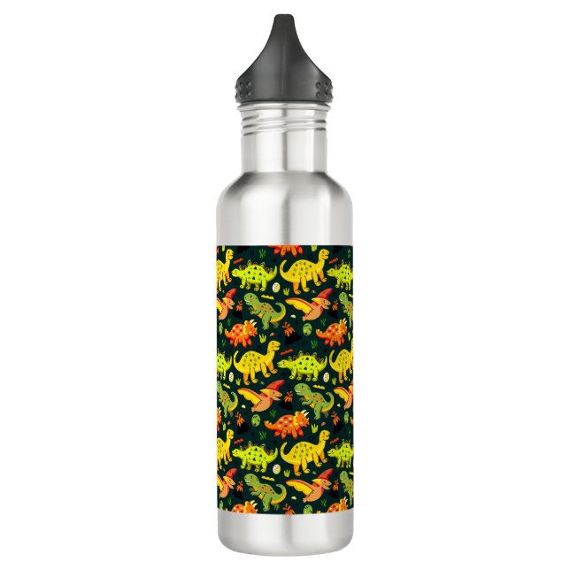 Farbenfrohe Dinosaurier Muster Edelstahlflasche (Links)