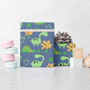 Farbenfrohe Dinosaurier Muster Geschenkpapier