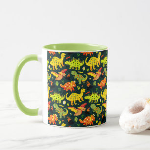 Farbenfrohe Dinosaurier Muster Tasse