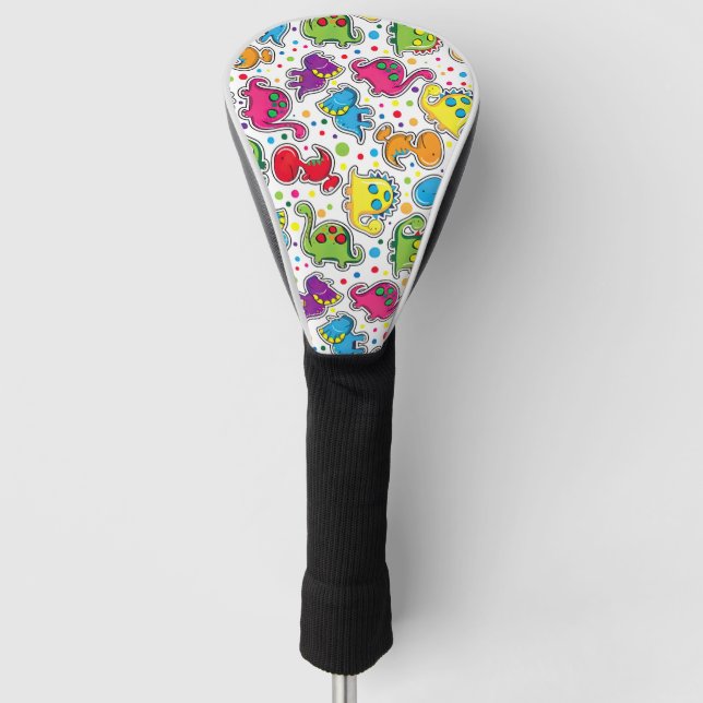 Farbenfrohe Dinosaurier Nahtloses Muster, Dinosaur Golf Headcover (Vorderseite)