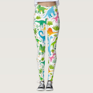 Farbenfrohe Dinosaurier Nahtloses Muster, Dinosaur Leggings