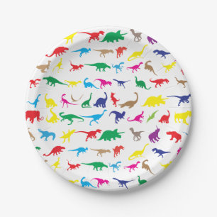 Farbenfrohe Dinosaurier Pappteller