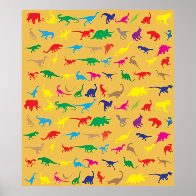 Farbenfrohe Dinosaurier Poster (Vorne)
