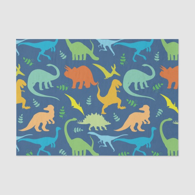 Farbenfrohe Dinosaurier Seidenpapier (Vorderseite)