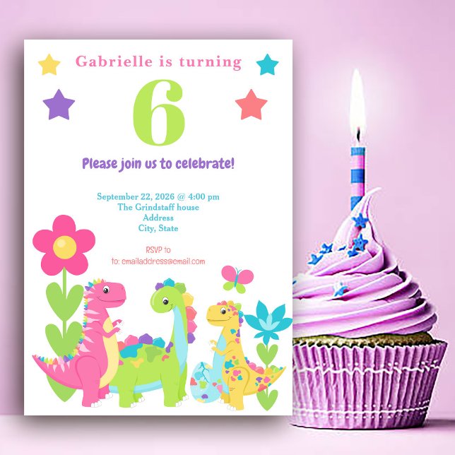 Farbenfrohe Dinosaurier Sweet Birthday Einladung (Von Creator hochgeladen)
