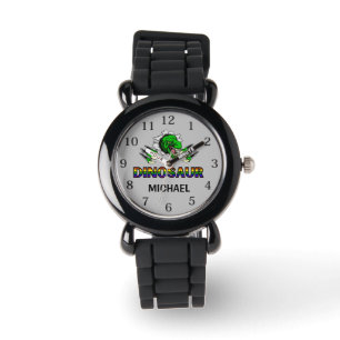Farbenfrohe Dinosaurier T-Rex Kinder beobachten Armbanduhr