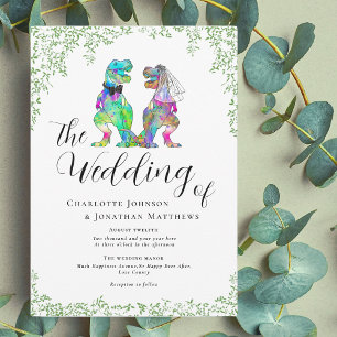 Farbenfrohe Dinosaurier-Themen-Hochzeit Einladung