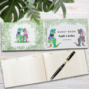 Farbenfrohe Dinosaurier-Themen-Hochzeit Gästebuch