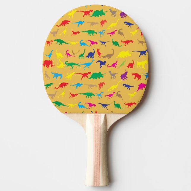Farbenfrohe Dinosaurier Tischtennis Schläger (Vorderseite)