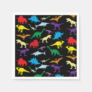 Farbenfrohe Dinosaurier Wasserfarbe Kindergeburtst Serviette