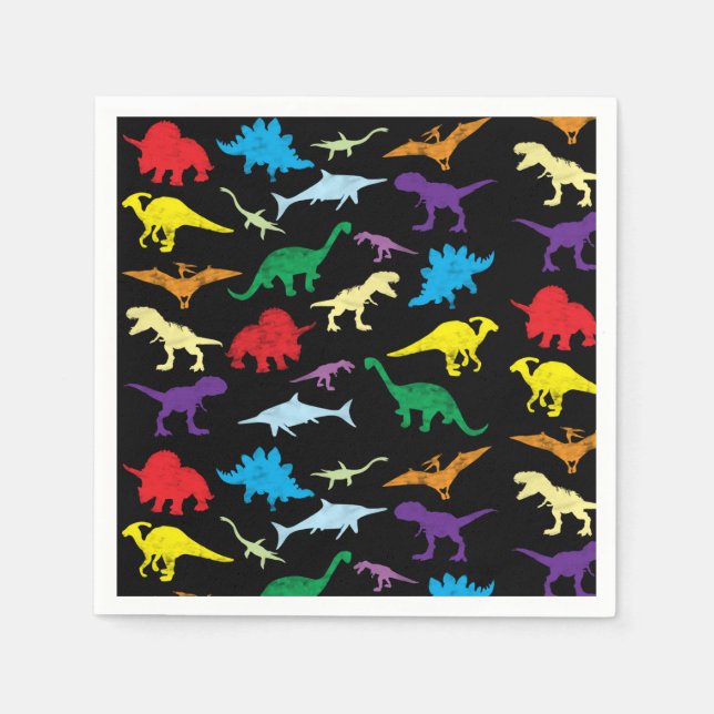 Farbenfrohe Dinosaurier Wasserfarbe Kindergeburtst Serviette (Vorderseite)