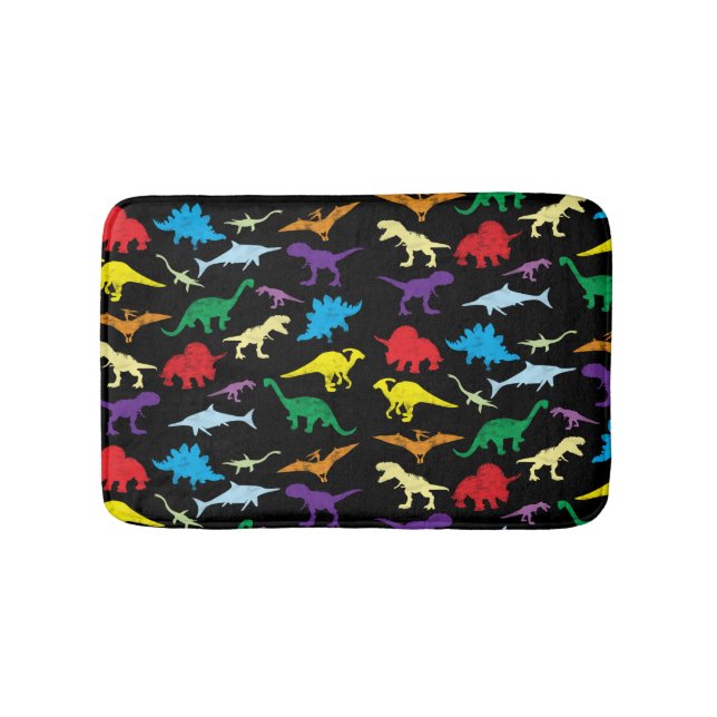 Farbenfrohe Dinosaurier Wasserfarbe Kindermuster Badematte (Vorderseite)