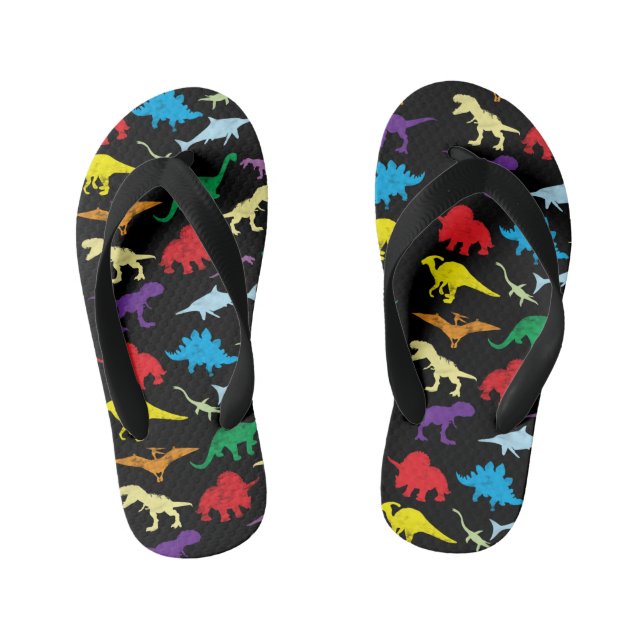 Farbenfrohe Dinosaurier Wasserfarbe Kindermuster Kinderbadesandalen (Fußbett)