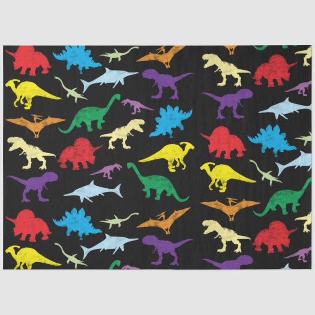 Farbenfrohe Dinosaurier Wasserfarbe Kindermuster Seidenpapier (Vorderseite)