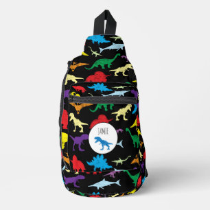 Farbenfrohe Dinosaurier Wasserfarbe Kinderschule Crossbody Bag