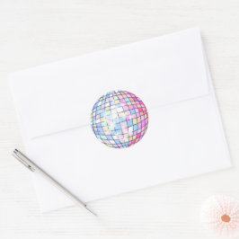Farbenfrohe Disco Ball Klassischer Rundaufkleber Runder Aufkleber