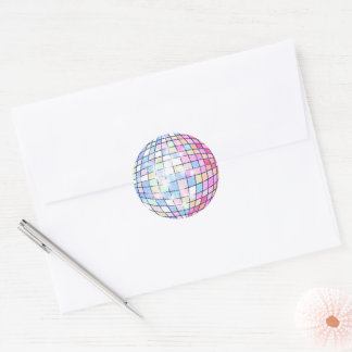 Farbenfrohe Disco Ball Klassischer Rundaufkleber Runder Aufkleber