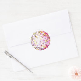 Farbenfrohe Disco Ball Rosa Klassischer Rundaufkle Runder Aufkleber