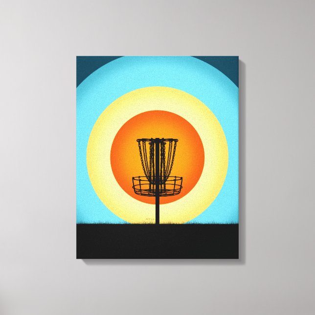 Farbenfrohe Disk Golf Basket Leinwanddruck (Vorderseite)