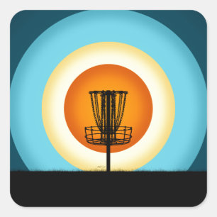 Farbenfrohe Disk Golf Basket Quadratischer Aufkleber