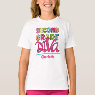 Farbenfrohe Diva zweiter Klasse zurück zur Schule T-Shirt