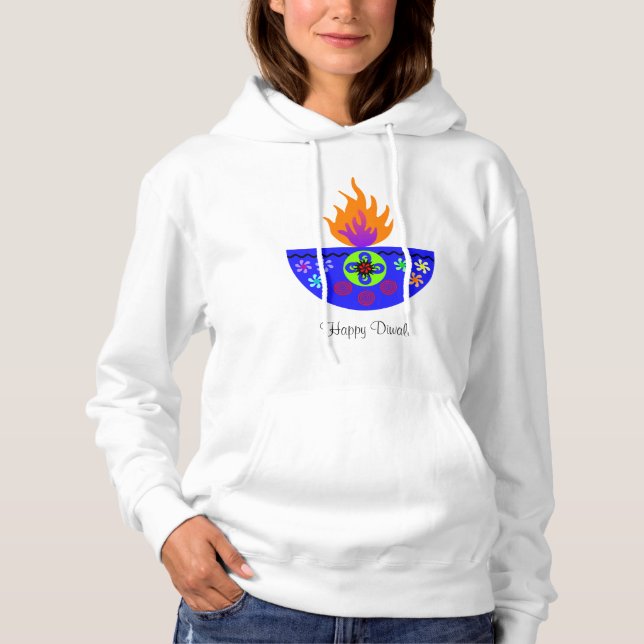 Farbenfrohe Diwali Lamp Diya Hoodie (Vorderseite)