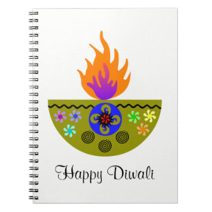 Farbenfrohe Diwali Lamp Diya Notizblock