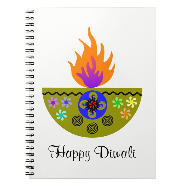 Farbenfrohe Diwali Lamp Diya Notizblock (Vorderseite)