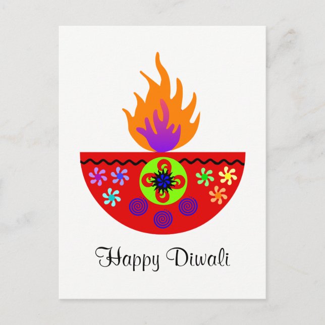 Farbenfrohe Diwali Lamp Diya Postkarte (Vorderseite)