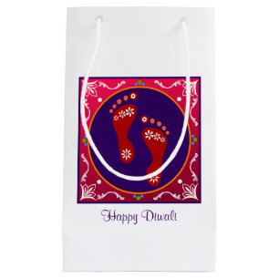 Farbenfrohe Diwali Rangoli mit Footprint Kleine Geschenktüte