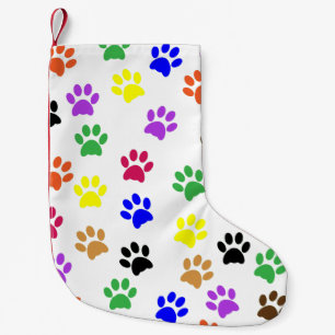 Farbenfrohe Dog Paw druckt Weihnachts-Strumpf Kleiner Weihnachtsstrumpf