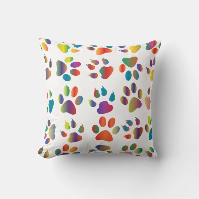 Farbenfrohe Doggie Pws Throw Kissen (Vorderseite)