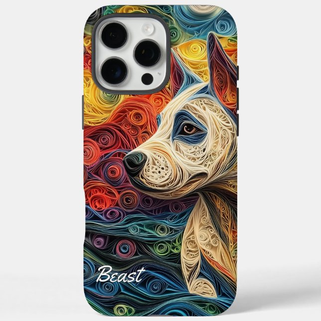 Farbenfrohe Doggo Argentinien Portrait iPhone 16 Pro Max Hülle (Rückseite)