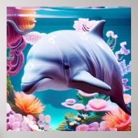 Farbenfrohe Dolphin im blühenden Ozean - Ozean übe