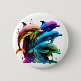 Farbenfrohe Dolphin-Phantastische Aufkleber Button