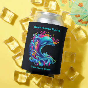 Farbenfrohe Dolphin Splash Dosenkühler