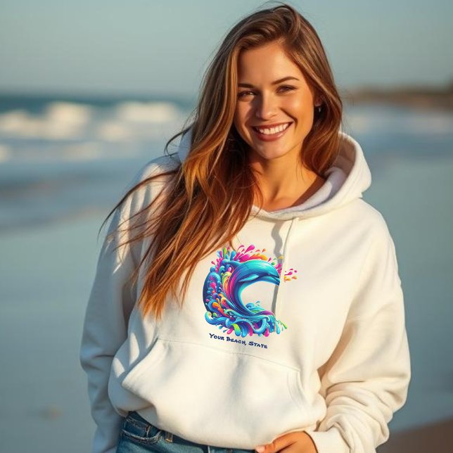 Farbenfrohe Dolphin Splash-Fisherman Core- Hoodie (Colorful Dolphin Splash-Fisherman Core-Dopamine Dressing-Beach Hoodie-Summer Hoodie)