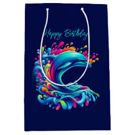 Farbenfrohe Dolphin Splash Mittlere Geschenktüte