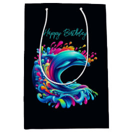 Farbenfrohe Dolphin Splash Mittlere Geschenktüte