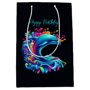 Farbenfrohe Dolphin Splash Mittlere Geschenktüte