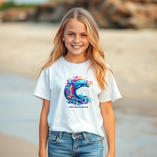 Farbenfrohe Dolphin Splash- T-Shirt (Dolphin-Colorful-Summer T shirt-Beach t shirt-kids)