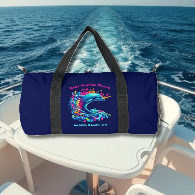 Farbenfrohe Dolphin Splash Zippered Duffle Bag (Colorful Dolphin Splash-Fisherman Core-Dopamine Dressing-Summer Duffel Bag-Beach Duffel Bag)