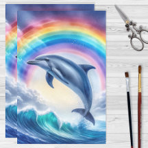 Farbenfrohe Dolphin und Regenbogen-Dekoupage