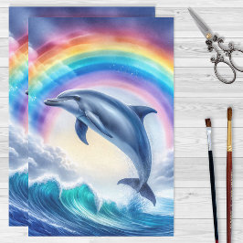 Farbenfrohe Dolphin und Regenbogen-Dekoupage Seidenpapier