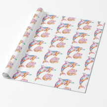 Farbenfrohe Dolphin- und Wave-Print