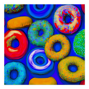 Farbenfrohe Donuts Blue Poster