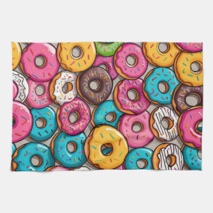 Farbenfrohe Donuts Geschirrtuch