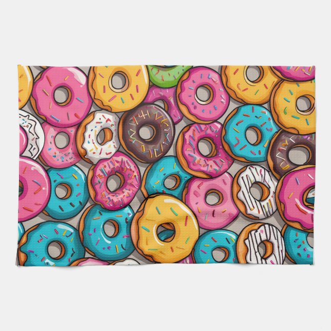 Farbenfrohe Donuts Geschirrtuch (Horizontal)