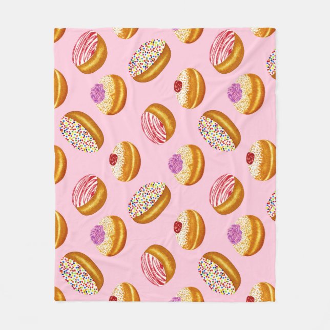Farbenfrohe Donuts: Handgezogene Wasserfarbe Fleecedecke (Vorderseite)