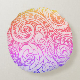 Farbenfrohe Doodle Rundkissen Rundes Kissen
